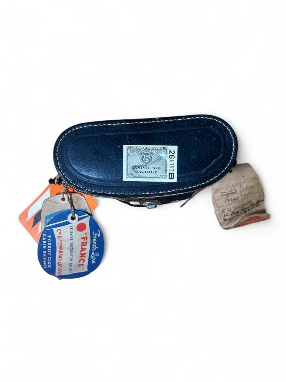 Vintage 1969 French Line Transatlantique Binocular Case Travel Ephemera Leather